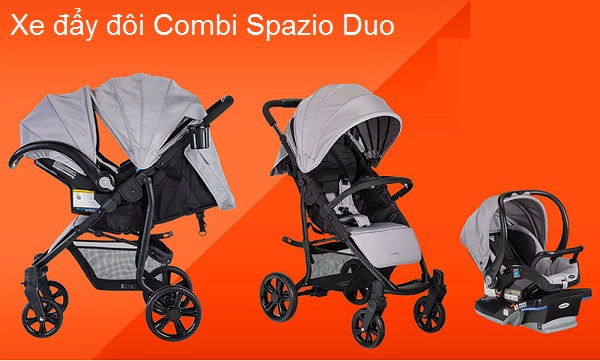 Xe đẩy đôi Combi Spazi Duo tiện dụng cho bé